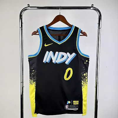 Tyrese Haliburton #0 Indiana Pacers Black Yellow 2023 City Edition NBAJersey NWT • $75