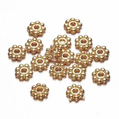 £2.50 • Buy Daisy Spacer Beads GOLD PLATED 5mm Diameter 100pcs GP