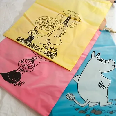 Moomin Vinyl Drawstring Bags Set Of 3 Blue Yellow Pink Stinky Little My • $19.60