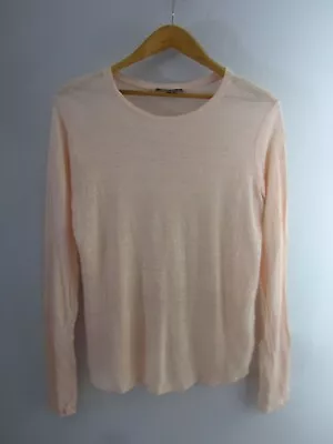 Vince Womens Medium Peach Pink 100% Linen LS Knit Shirt M Long Sleeve M • $35.99