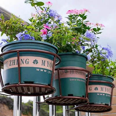 Hanging Metal Flower Pot Colour Balcony Garden Wall Fence Hanging Plant Planter • £6.94