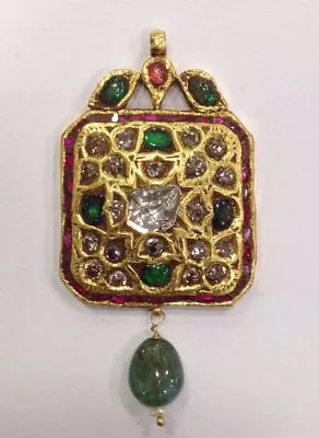 Mughal Style 18 Kt Gold Pendent With Natural Brown Colour Diamonds • $1440