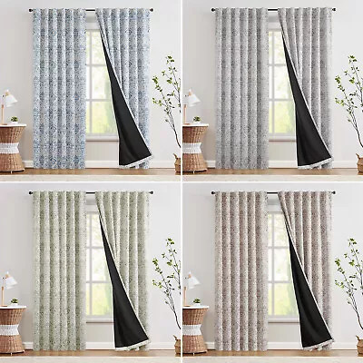 Privacy 100% Blackout Window Curtain Panel Set Medallion Print Vintage Curtains • $41.64