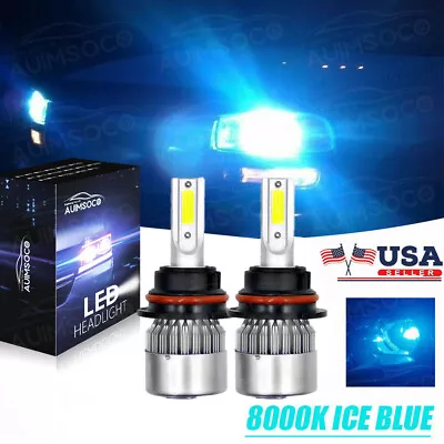 9007 HB5 Blue LED Headlight Bulbs High Low Beam 8000K White Fanless Bright 2X • $33.32