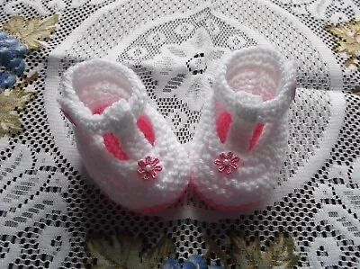 £2.20 • Buy Hand Knitted  Baby Shoes / Booties 0-3 Months 