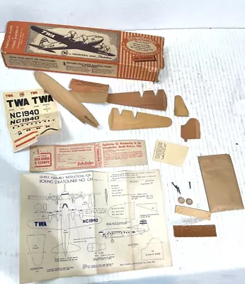 Vintage StromBecker TWA Block Solid Wooden Scale Model Assembly Airplane Kit • $39.95