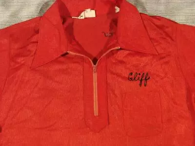 70s VTG King Louie Double Knit Bowling Shirt  Cliff  Zip XL Chain Stitch • $53.15
