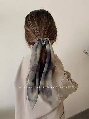 £3.29 • Buy Retro Scrunchie Scarf Hair Bow Ponytail Elastic Boho Hairband Rope Ribbon Ties