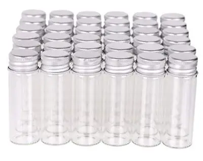 MaxMau 100 Tiny Glass Bottles Clear Small Vials 15ml Empty Mini Jars With Alu... • $37.96