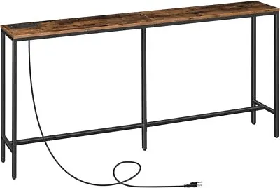 Console Table With Power Outlet 70.9  Narrow Sofa Table Industrial Table • $61.37