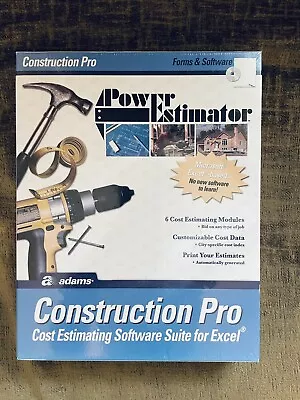 NEW~Adams Construction Pro Power Estimator Forms & Software Suite For Excel~NIB • $26.90