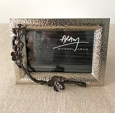 MICHAEL ARAM Black Orchid Photo Frame 4X6 Hammered Polished Nickel NWOB • $75