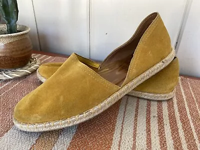 Miz Mooz Cherie Women’s Yellow Suede Slip On Espadrille Flats Shoes 9.5 41 • $29.99