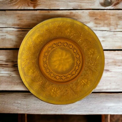$18.33 • Buy Vintage Glass Plate Tiara Sandwich Amber Chantilly Cake Plate 12  Retro MCM