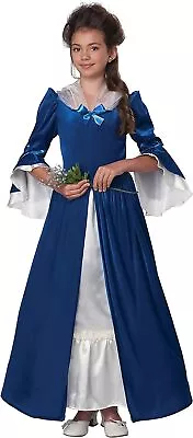 Colonial Era Dress Martha Washington Blue Fancy Dress Up Halloween Child Costume • $46.95