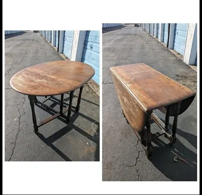 Antique Oak Drop Leaf Table Drop Side Oval 19th Century Gate Leg Dining Table • $150