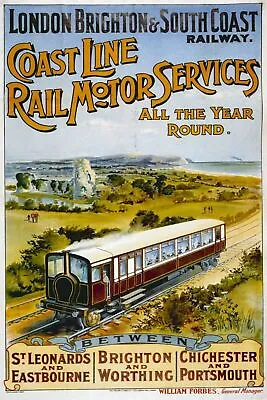 London Brighton Rail Train Travel Advert Vintage Retro Style Metal Sign Plaque • £3.94