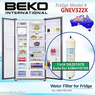 Beko GNEV322X Fridge Compatible In-line External Water Filter Suits 4386410100 • $28.90