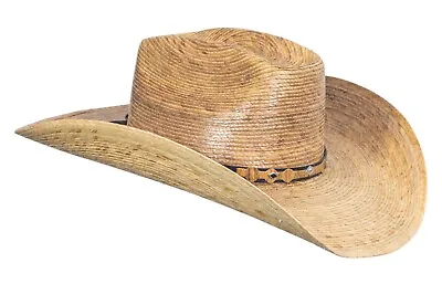 Dark Natural 8 Second Cowboy Hat Mexican Palm Straw Wide Brim MexART • $29.85