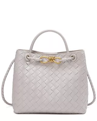 Tiffany & Fred Paris Woven Leather Top Handle Messenger Bag Women's White • $159.99