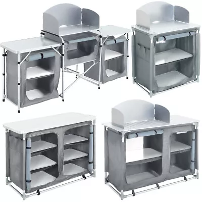 Aluminium Camping Table Folding Storage Kitchen Unit Outdoor Cook Station W/Bag • £59.99