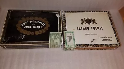 Vintage Lot Of 2 Cigar Boxes  Hoyo  De Monterrey Jose Arturo  Fuente Habana  • $18.89