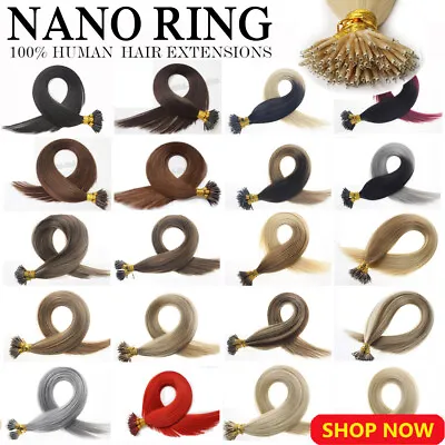 8A 14 -24'' Nano Ring Tip Remy Micro Beads Double Drawn Human Hair Extensions UK • £44