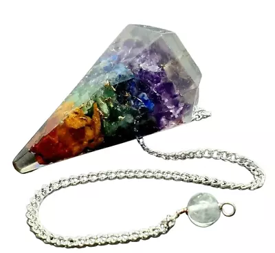 £3.45 • Buy Chakra Orgone Pendulum Real Crystal Healing Divination Dowsing Reiki Dowser Gem