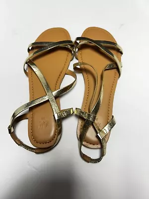 H&M Gold Straped Flat Sandals Sz 7 Brand New  • $16