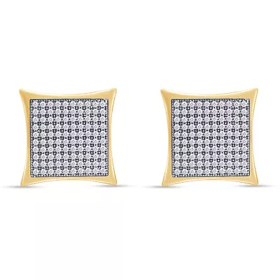 Square Kite Earrings Cubic Zirconia Mens Ladies 18mm 14k Gold Plated • $51.73