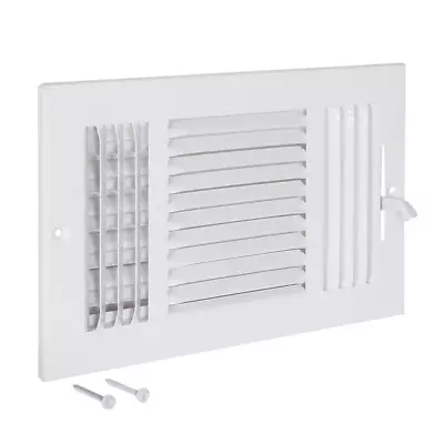 10 X 6 Inch 3-Way Steel Wall/Ceiling Register HVAC Vent Cover White Durable NEW • $12.18