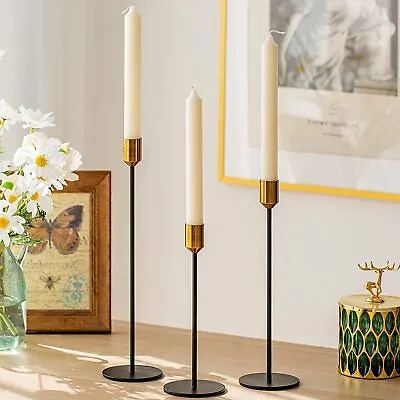 £22 • Buy Candlestick Holders - Set Of 3 Taper Candle Holders With Brass Colour Top