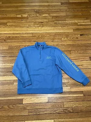 Vineyard Vines Men's 1/4 Zip Pullover Sweater Sweatshirt Size Large Blue Cotton • $18.02