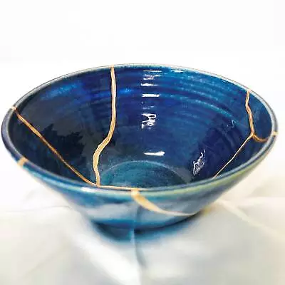 $62.25 • Buy Kintsugi Bowl Japanese Ceramic Deep Blue