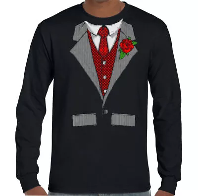 Mens Funny Tuxedo T-Shirt Fancy Dress Outfit Costume Suit Stag Doo Shirt & Tie • £13.99