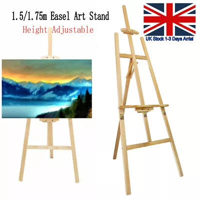 UK Studio Canvas Easel Art Stand Display 6ft 175cm 150cm Wooden Pine Tripod  • £24.29