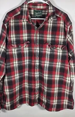 Vintage Woolrich Heavyweight Cotton Flannel Shirt Men's XL Red Plaid • $19.95