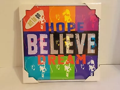 Barack Obama HOPE BELIEVE DREAM Montage - Print On Fiberboard With Frame • $12