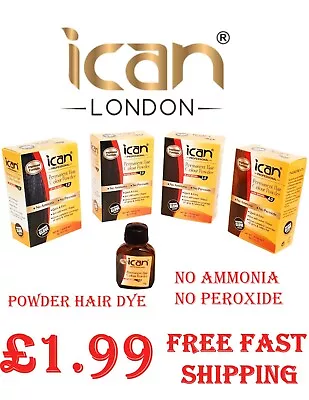 Ican Permanent Powder Hair Dye-No Ammonia No Peroxide Mix With Water Only • £6.99