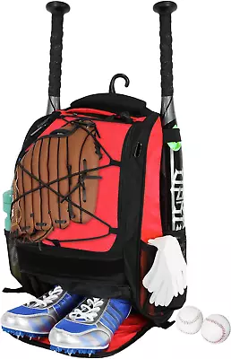 Youth Baseball Backpack Bag - Baseball Bag With Shoes Compartment Bat Holder &  • $34.25