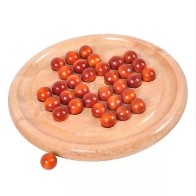 Wooden Solitaire Board Game Marble Child Educational Classic Fun Traditional Toy • £7.78