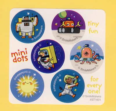 60 Silly Space Mini Dot Stickers - Party Favors - Astronaut • $2.20