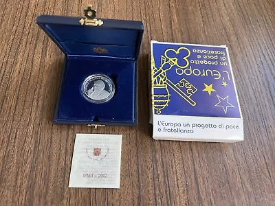 Vatican MMII 2002 John Paul II Europe Peace Project Silver 5 Euro PROOF Box Cert • $115