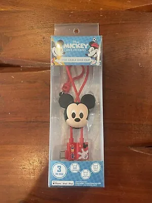Disney Mickey Mouse 3D Foam USB Cable Bag Clip Portable Battery Charger & Sync • $14.75