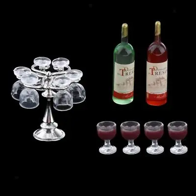 13 Pieces 1/12 Dollhouse Goblet Rack Kit Miniatures Wine Cups Room Decor • £6.94