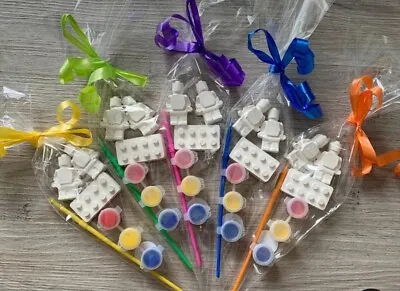 Paint Your Own Party Favour Cones  Lego Block Men Birthday Party Kids Occassion • £2