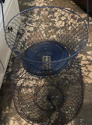 (P) VTG Fishing Metal Wire Keeper Net Live Bait Basket Cage Collapsible - Fish • $19.99