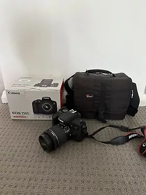 Canon EOS 750D DSLR Camera W18-55mm Lens And Camera Bag • $750