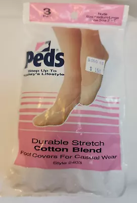 Peds Cotton Blend Foot Covers Nude Size Medium/Large 3 Pair New • $7.50