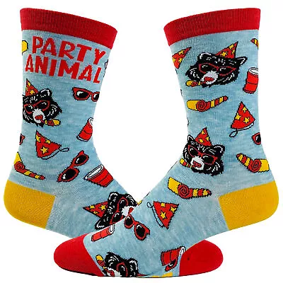 Youth Party Animal Socks Funny Festive Bear Celebration Novelty Graphic Footwear • £4.02